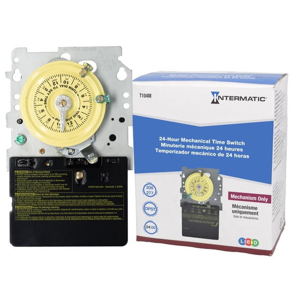 Intermatic T104M 24-Hour 208-277 V Mechanical Time Switch, DPST, Mechanism Only