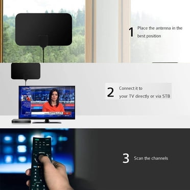 TV Antenna HDTV Amplifier Digital HDTV Antenna Indoor Super Flat TV Antenna Receiver with Antenna for DVB-T/DVB-T2 Supports 4K 1080 HD/VHF/UHF/Free Channels Suitable