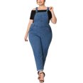 thumbnail image 2 of Unique Bargains Salopette à Bavette en Denim pour Femme Grande Taille, Bleu, 3X, 2 of 5