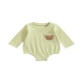 thumbnail image 1 of Barboteuse d'Automne pour Bébés Filles Garçons, Col Brodé d'Ours, Manches Courtes, Combinaison à Boutons-Pression, 1 of 6
