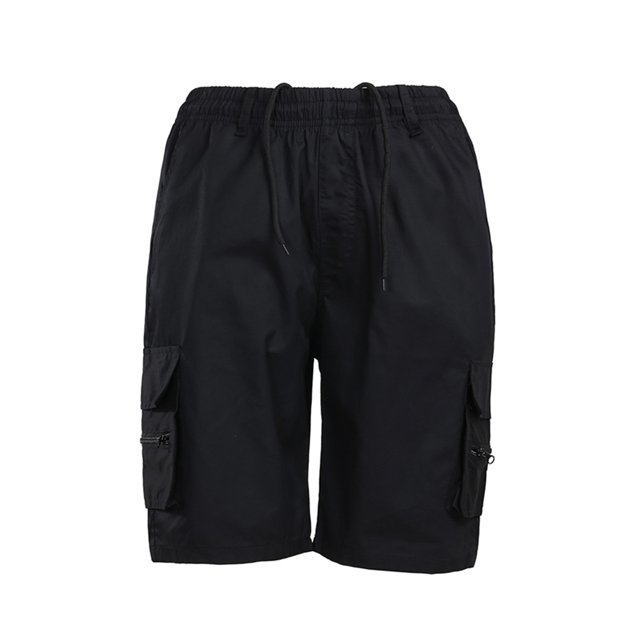 Tenmix Mens High-waist Cargo Shorts Solid Color Parachute Pant Straight Wide Leg Cocktail Sweatpants Drawstring Bottoms Black M