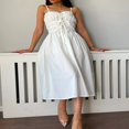 thumbnail image 4 of Robe Nuisette d'Été pour Femmes, Couleur Unie, devant à Nouer, Robe Midi Froncée, 4 of 9
