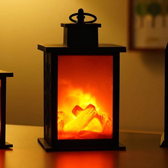 tredstone Portable LED Fireplace Lantern Flamless Fire Effect Lamp for Home Garden M Square