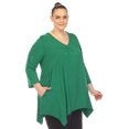 thumbnail image 2 of White Mark Tunique à Manches 3/4 pour Femmes, Taille Empire, Col en V, 2 of 6
