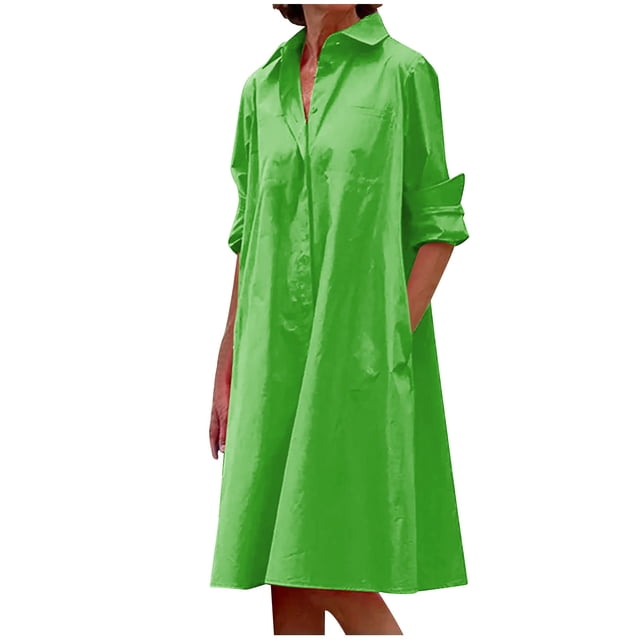 CEHVOM Robe Longue Maxi pour Femmes, Mode, Col Rond, Manches Longues, Décontractée, avec Poches, Unie, en Solde