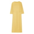 thumbnail image 4 of cfhntfmh Robes en Coton et Lin pour Femmes Décontractées à Col Rond à Manches Longues Longue Robe Maxi avec Poches Grande Taille Robe de Plage Fluide, 4 of 6