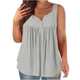 thumbnail image 2 of Dealovy Camisoles Grande Taille pour Femmes Décontractées Sans Manches à Encolure Dégagée avec Boutons Froncées de Couleur Unie Amples et Fluides, 2 of 5