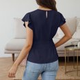 thumbnail image 4 of Zpanxa Women's Chiffon Blouse with Flutter Ruffle Sleeves and Fitted Waist, Solid Color Top, 4 of 4