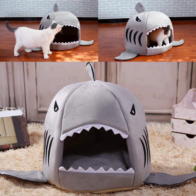 Comfortable Cave Design Kennel Shark Shape Cat Dog Pet Soft Nest for Daily Life