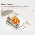 thumbnail image 4 of Yhmxh Kitchen Gadgets Kitchen Essentials Stackable Bento Box,Lunch Box Kit With Spoon & Fork,3-In-1 Compartment Whea-t Straw Meal Prep Containers,Leakproof Stackable Bento Lunch Box Meal, 4 of 7