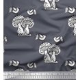 thumbnail image 1 of Soimoi Moss Georgette Fabric Bird & Mushroom Block Fabric Prints by Yard 42 Inch Wide, 1 of 3