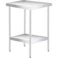 thumbnail image 1 of YUSAZENS 201 Stainless Steel Double Layer Storage Table, Mobile Workbench Tool Cart 24*24"+legs, 1 of 7