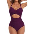 thumbnail image 1 of Innerwin Maillot de Bain Dégradé pour Femmes, une Pièce, Manches Longues, Dos Nu, Fuchsia, 1 of 4