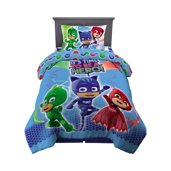 Franco Kids Bedding Super Soft Comforter and Sheet Set, 4 Piece Twin Size, PJ Masks