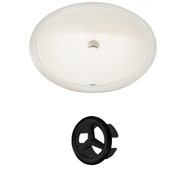 19.5-in. W CUPC Oval Bathroom Undermount Sink Set In Biscuit - Black Hardware AI-20478
