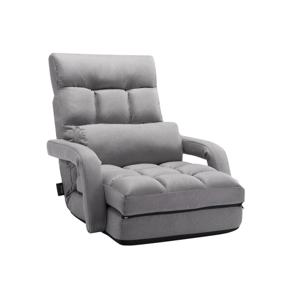 VEVOR Floor Chair with 5 Adjustable Position and Armrest Floor Gaming Chair Gray