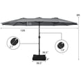 thumbnail image 3 of Costway 15FT Double-Sided Twin Patio Umbrella Outdoor Market W/ Crank & Base Grey, 3 of 10