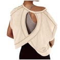 thumbnail image 1 of Amzcrzy Hauts pour Femmes Tendance Couleur Unie Hauts de Printemps Été pour Femmes Décontractés Manches Courtes Col Rond T-Shirts Dos Découpé Confortables Hauts de Sortie, 1 of 6