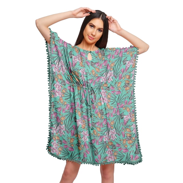 Moomaya Robe Caftan Imprimée de Couverture de Bikini Robes Caftan pour Femmes Grande Taille
