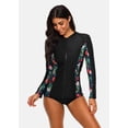 thumbnail image 2 of Charmo Haut Maillot Dermoprotecteur à Manches Longues à Fermeture Éclair devant pour Femmes, Protection Solaire, Chandail de Bain, 2 of 3