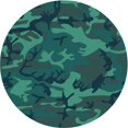 thumbnail image 1 of Ahgly Tapis Rond Lavable en Machine Intérieur Transitionnel Vert Cyan Foncé, 3 Pieds Rond, 1 of 7