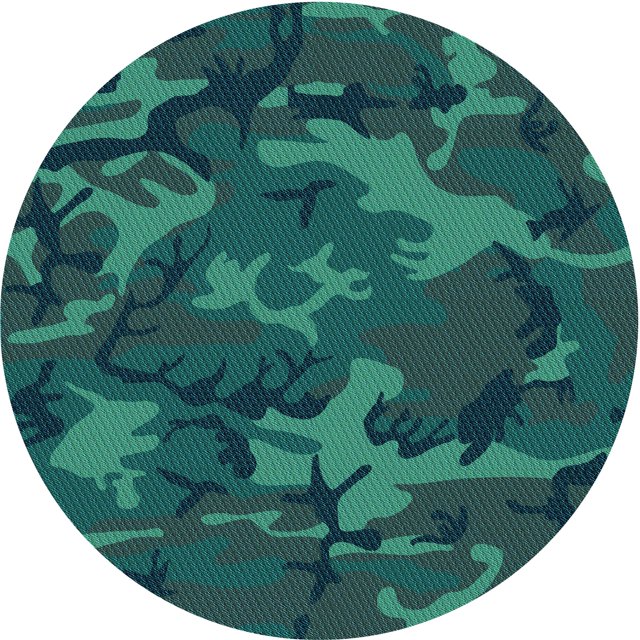 Ahgly Tapis Rond Lavable en Machine Intérieur Transitionnel Vert Cyan Foncé, 3 Pieds Rond