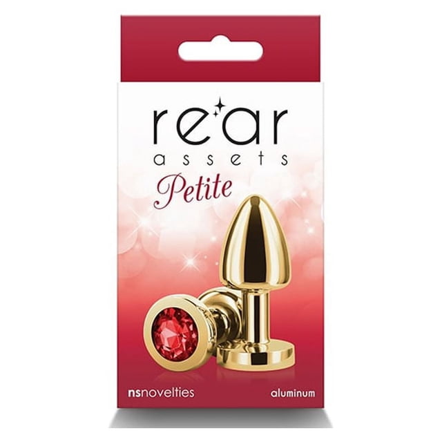 Rear Assets Petite Aluminum Anal Plug, Gold/Red