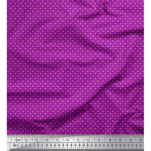 Soimoi Purple Poly Georgette Fabric Artistic Geometric Print Sewing Fabric Yard 52 Inch Wide
