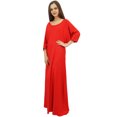thumbnail image 2 of Bimba Robe Maxi pour Femme avec Franges avec Foulard Boho Rouge Robes d'Été-24, 2 of 6