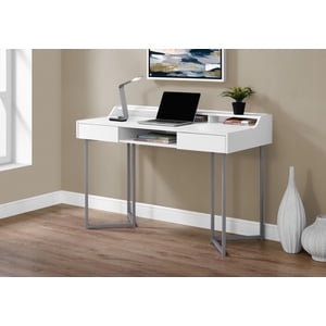 Monarch Specialties Computer Desk, Home Office, Laptop, Storage Drawers, 48"l, Work, Metal, Laminate, White, Grey, Contemporary, Modern