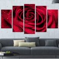 thumbnail image 1 of Design Art Red Rose Petals with Rain Droplets Floral Canvas Art Print, 1 of 3