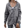 thumbnail image 1 of Veste à Capuche pour Femmes Imperméable avec Cordon de Serrage Veste de Randonnée Manteau de Sport Extérieur, 1 of 6