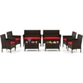 thumbnail image 1 of Gymax Ensemble de Mobilier de Patio 8 Pcs avec Coussins Lavables et Table Basse en Verre Trempé, 1 of 10