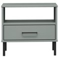 thumbnail image 2 of vidaXL Table de Chevet avec Pieds en Métal Gris Bois Massif Pin OSLO, 2 of 5