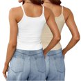 thumbnail image 4 of Timegard Camisoles 2 Pcs pour Femmes Col Rond Côtelé Sans Manches Ajusté Court Haut Décontracté Sortie Camis, 4 of 6