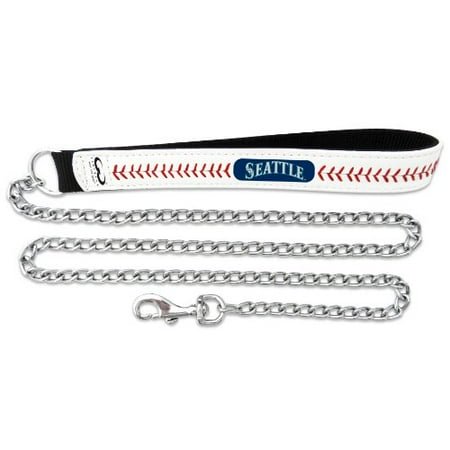 MLB Seattle Mariners Laisse Chaîne en Cuir de Baseball, 3,5 mm