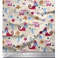 thumbnail image 1 of Soimoi Modal Satin Fabric Floral,Rat & Cat Cartoon Print Sewing Fabric Yard 42 Inch Wide, 1 of 3