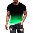 thumbnail image 1 of Penkiiy T-Shirt Ajusté pour Homme, Col Rond Décontracté, T-Shirt Ombré, Été, Manches Courtes, Hauts Dégradés, Stylé, Entraînement, Musculation, Chandails de Base, 4TG, Vert, 1 of 5