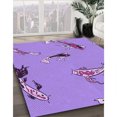 thumbnail image 3 of Ahgly Company Tapis d'Intérieur Lavable à la Machine, Carré, Transitionnel, Lilas Vif Violet, Tapis de Zone, 3 Pieds Carré, 3 of 7
