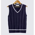 thumbnail image 1 of OmicGot Chandail Tricoté Sans Manches pour Hommes Automne Hiver Plus Velours Col en V Rayé Plus S Taille Oversize Chandail Sans Manches pour Hommes P-5TG, 1 of 6