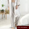 thumbnail image 4 of Men‘s Satin Autumn and Winter Single Trousers Pajama Pants  Homewear Gray L, 4 of 15