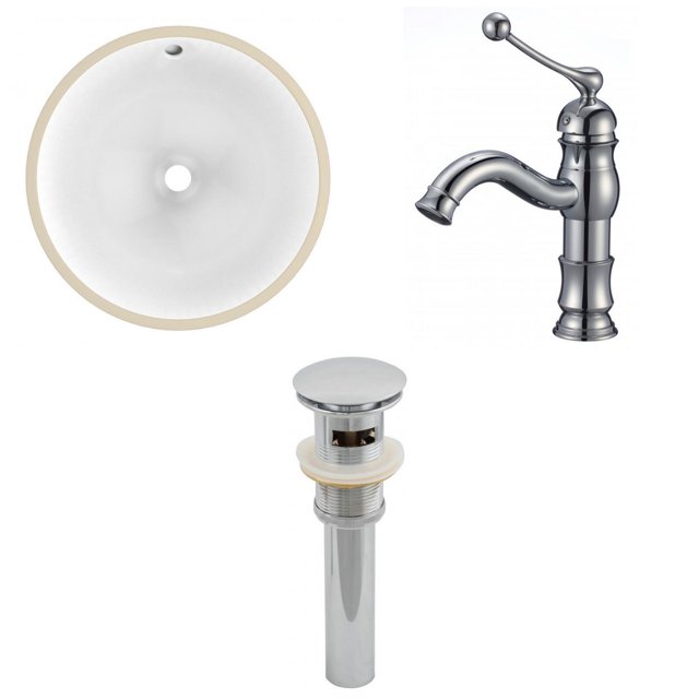 16.5-in. W CUPC Round Bathroom Undermount Sink Set In White - Chrome Hardware - Overflow Drain Incl. AI-12947