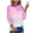thumbnail image 1 of RKSTN Chandails pour Femmes Manches Longues Mode Hauts à Col Rond Imprimés Teinture sur Nœuds Décontractés Sortie Blouses Amples, 1 of 3