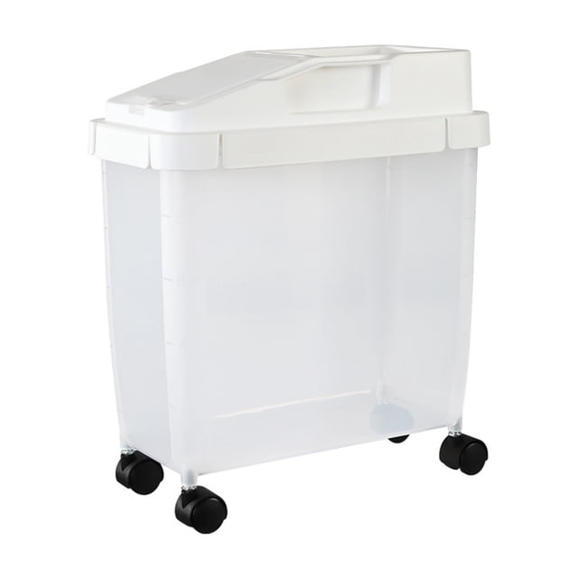 EARKITY Rice Storage Containers, Airtight Pet Food Storage Container with Wheels, Cereal Rice Food Storage Containers, Dry Food Storage Bin with Measuring Cup, for Dry Food, Flour, Cereal Grain, Sugar