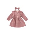 thumbnail image 1 of Kmbangi Baby Girl High-Waist Ruffle Buttons Princess Pleated Dress Headband, 1 of 9