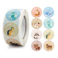 thumbnail image 1 of CAROOTU Enfants Dessin Animé Animal Autocollant Rouleau 500-Count Autocollants Ronde Encouragement Enseignant, 1 of 6