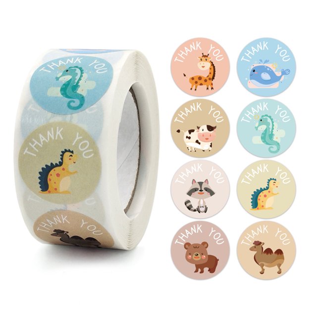 CAROOTU Enfants Dessin Animé Animal Autocollant Rouleau 500-Count Autocollants Ronde Encouragement Enseignant