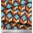 thumbnail image 2 of Soimoi Blue Cotton Cambric Fabric Aztec Geometric Print Sewing Fabric Yard 42 Inch Wide, 2 of 3