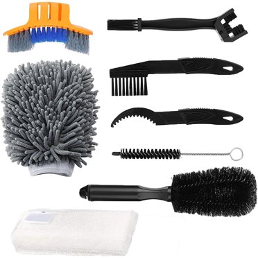 8pcs Bike Cleaning Brush Kit, Bike Chain Cleaner Multi Tool Bicycle Maintenance Accessories for Bike