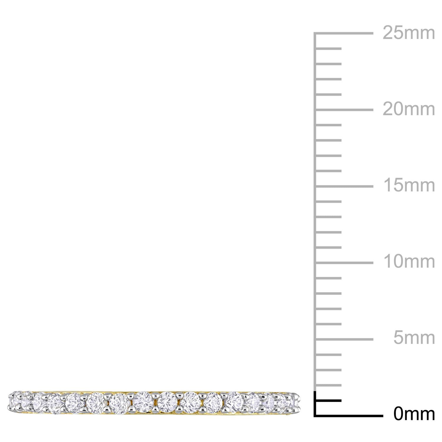 Bague d’anniversaire semi-éternité de Miabella avec 3/8 Carat PBT de Saphir synthétique blanc en Or Jaune 10K